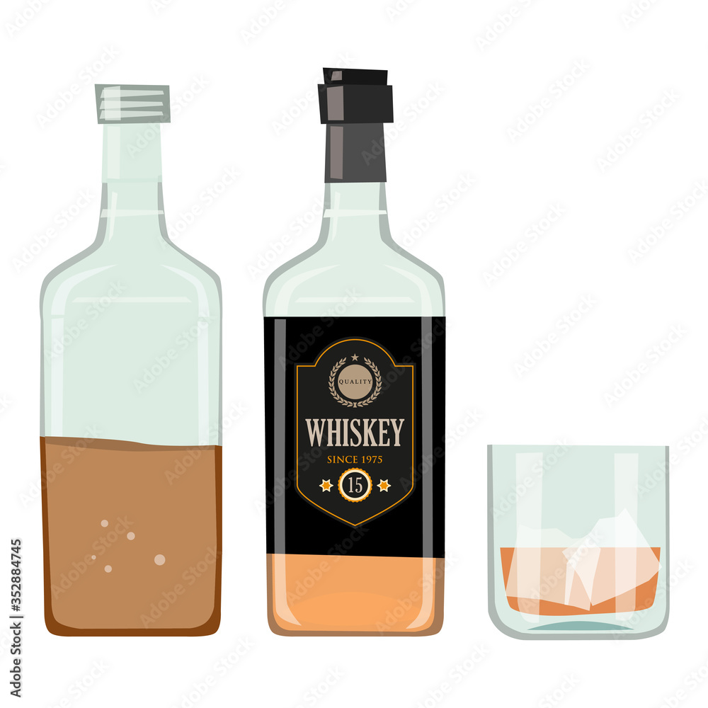Whiskey Bottle with Drinking Glass