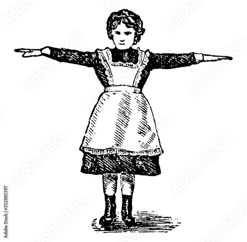 Girl Standing, vintage illustration.