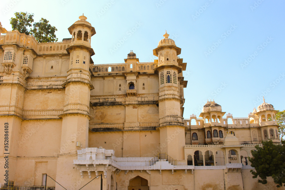 City Palace historical architecture in Udaipur, India