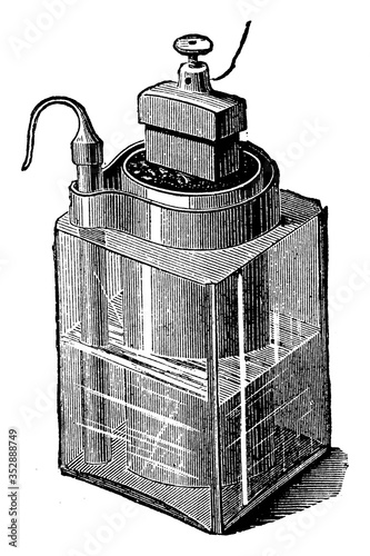 Leclanché Cell, vintage illustration. photo