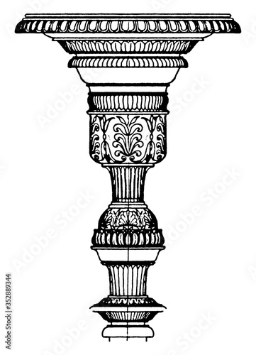 Antique Candelabrum Capital, vintage illustration.