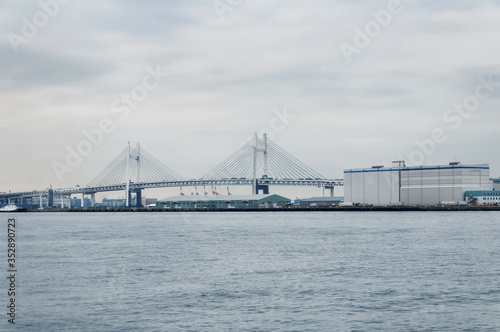 Yokohama Bay Bridge Japan overcast day