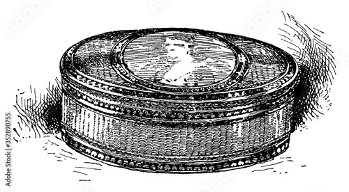 Golden Snuff Box from the 18th Century, vintage illustration