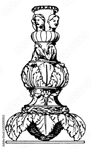 Roman Candelabrum Shaft, vintage illustration.