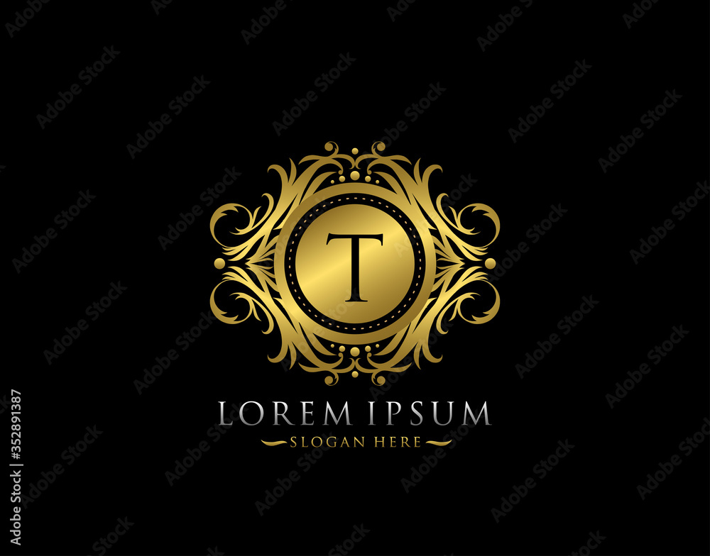 Royal Boutique T Letter Logo. Elegant gold circle badge design for Boutique, Letter Stamp, Wedding Logo, Hotel, Heraldic, Jewelry. Royal Boutique T Letter Logo. Elegant gold circle badge design for Boutique, Letter Stamp, Wedding Logo, Hotel, Heraldic, Jewelry.