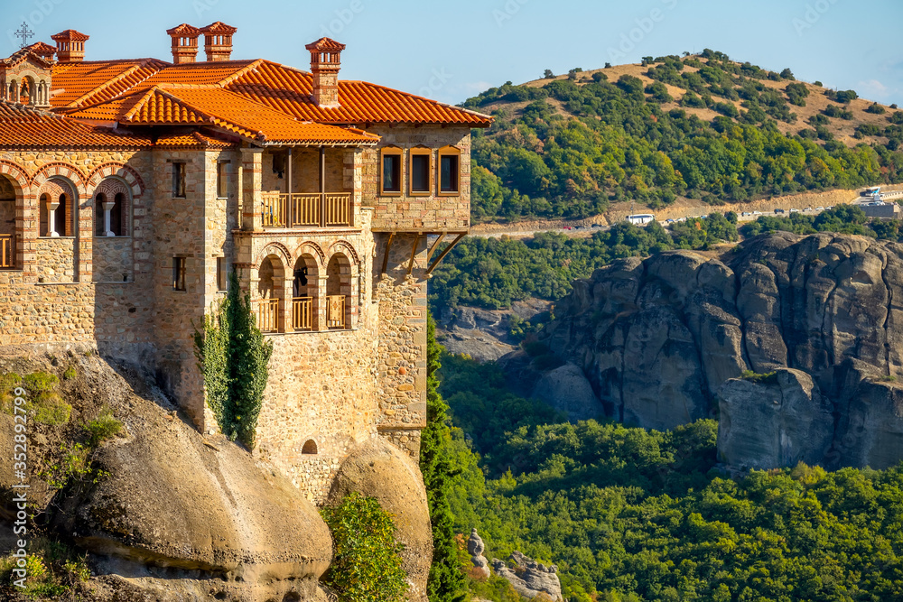 Balconies of a Rock Monastery on a Sunny Summer Day Balconies of a Rock Monastery on a Sunny Summer Day