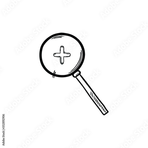 magnifying glass and key