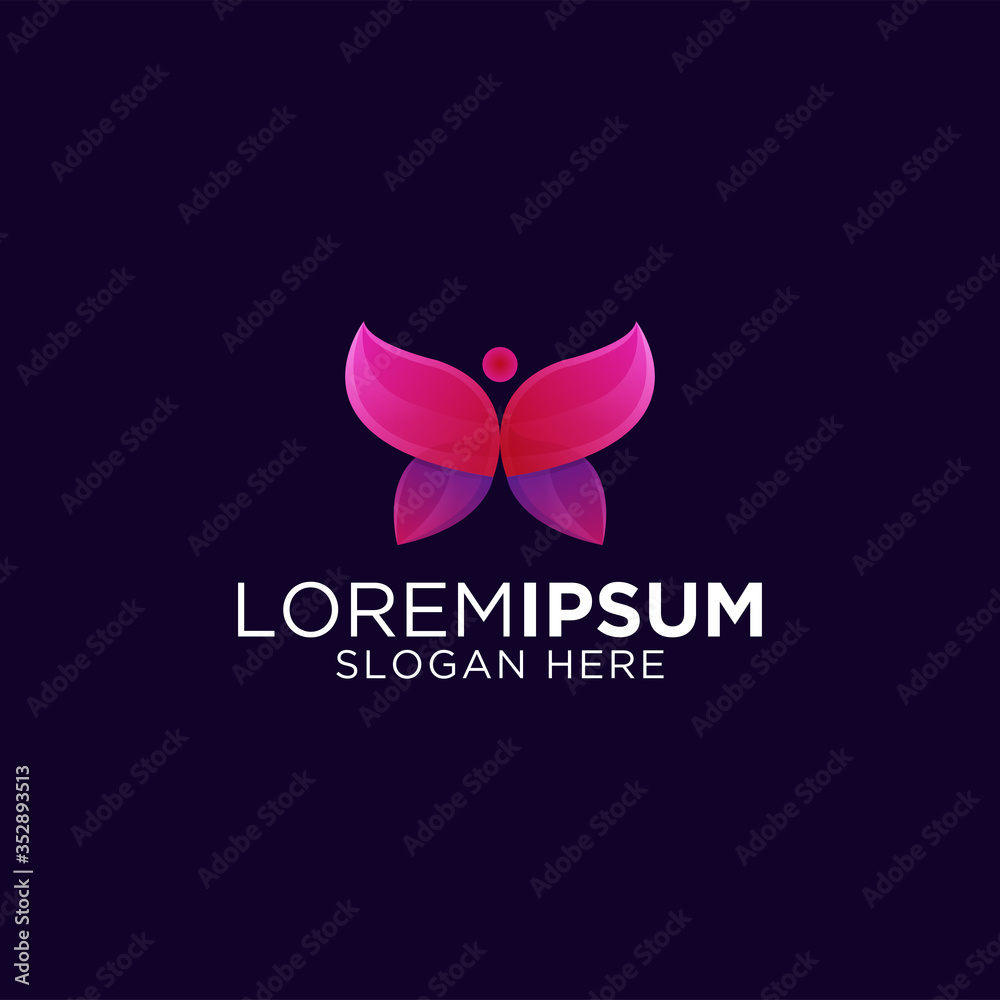 colorful fitness butterfly premium logo design template colorful fitness butterfly premium logo design template