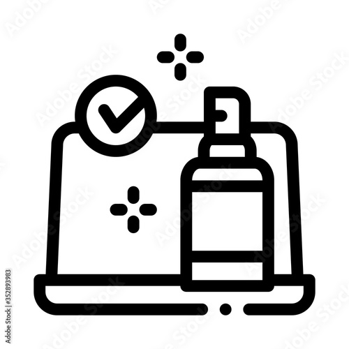 laptop disinfection icon vector. laptop disinfection sign. isolated contour symbol illustration