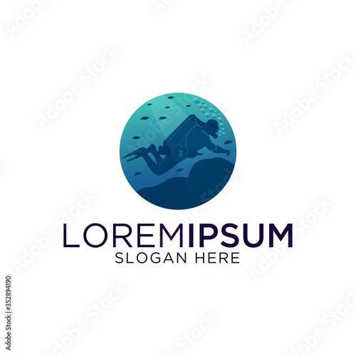 awesome diving premium logo template ready to use