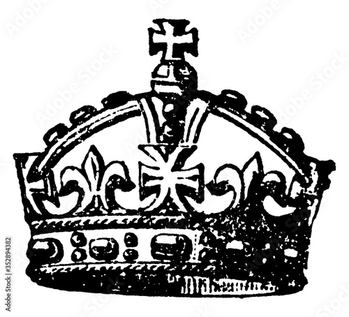 Crown, vintage illustration.