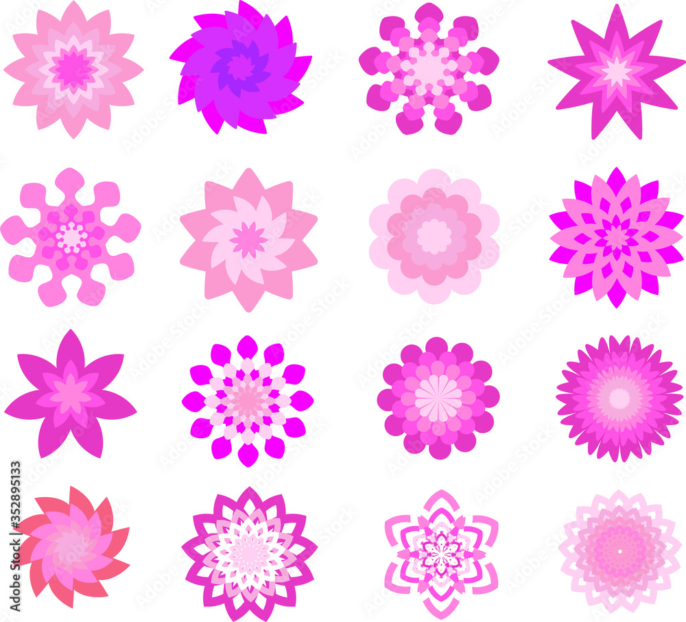 Set Floral Pink Abstract