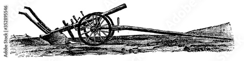 European Plow, vintage illustration.