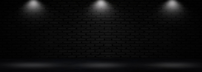 Black texture with cement and brick wall studio room , interior texture for display products,wall background..