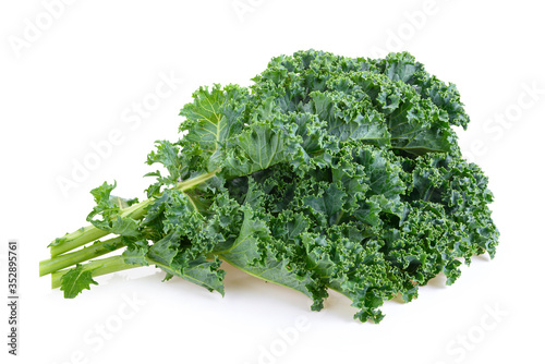 Fresh kale on white background photo