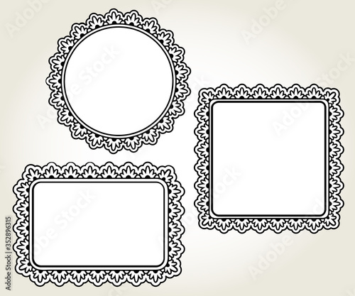 Ornamental doodle floral frames set