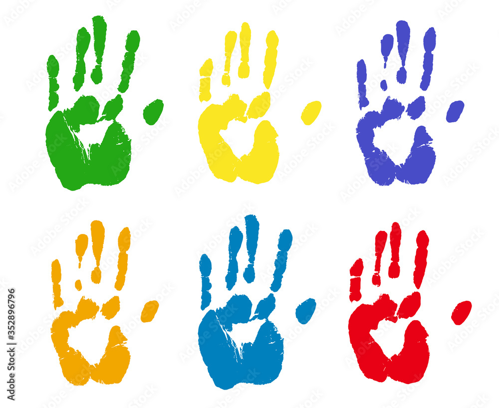 Colorful prints of human hands illustration Colorful prints of human hands illustration