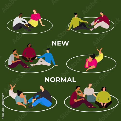 a new normal concept when people are playing in the park by maintaining