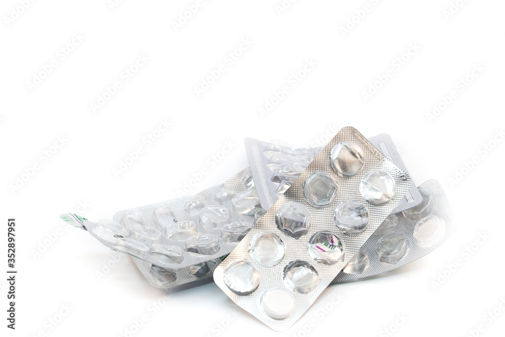 Empty pack of pills isolated on white background Empty pack of pills isolated on white background