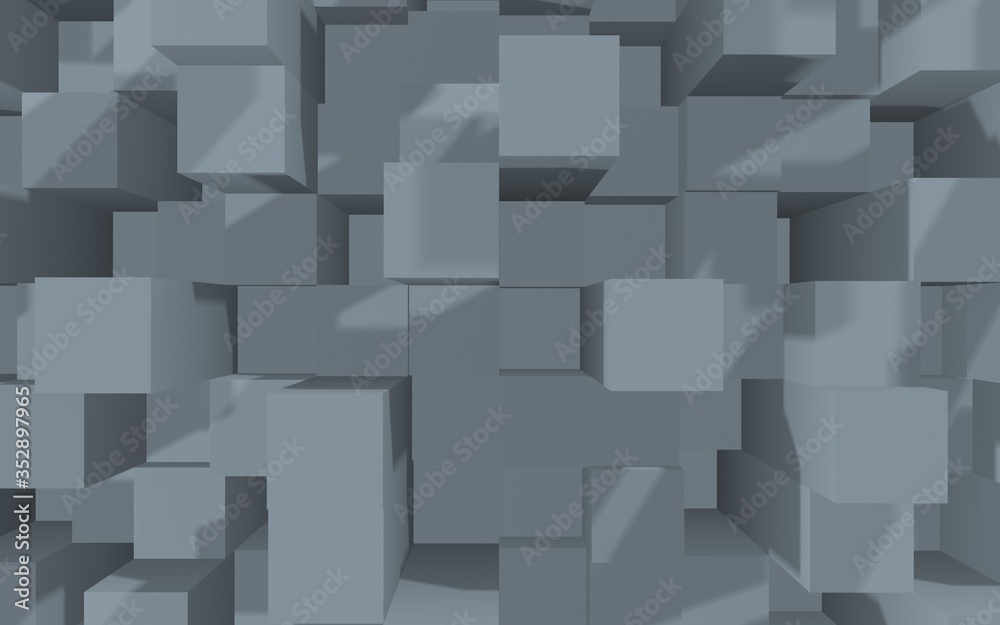 Abstract gray elegant cube geometric background. Chaotically advanced rectangular bars. 3D Rendering, 3D illustration Abstract gray elegant cube geometric background. Chaotically advanced rectangular bars. 3D Rendering, 3D illustration