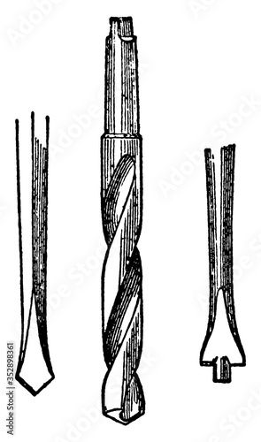 Drill Bits, vintage illustration.