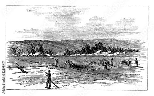 Battle of Fredericksburg, vintage illustration.
