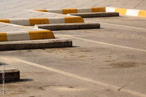 Yellow carpark footpath walkside urban  photo