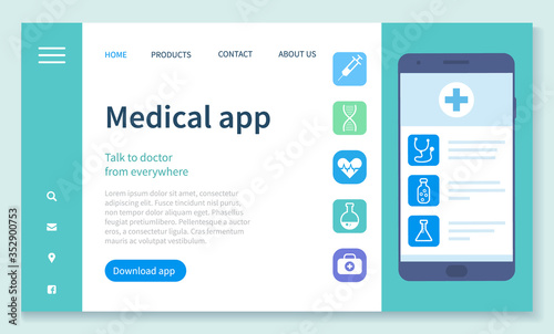 Medical app on smartphone screen. Mobile medicine. Health and medical consultation application on smartphone. Online medical consultation with doctor and medical app, healthcare and technology concept