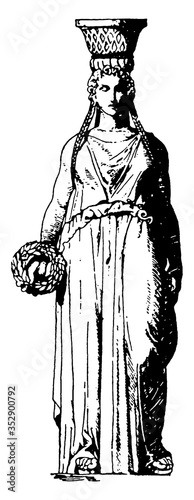 Antique Caryatid, vintage illustration.