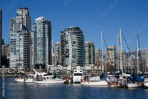 Boats at a marina, Vancouver, Lower Mainland, British Columbia, Canada