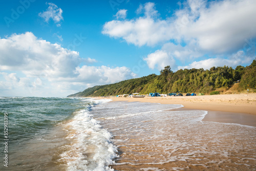 Fototapeta Naklejka Na Ścianę i Meble -  Summer scenery - wild beach in a sunny day. Black sea coastline, Bulgaria. Irakli beach