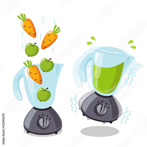 Illustration for design cafe menu.Organic raw carrot and apple shake.