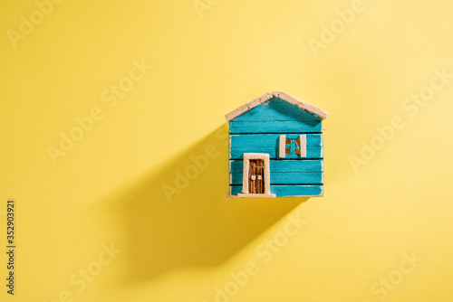 house on blue background