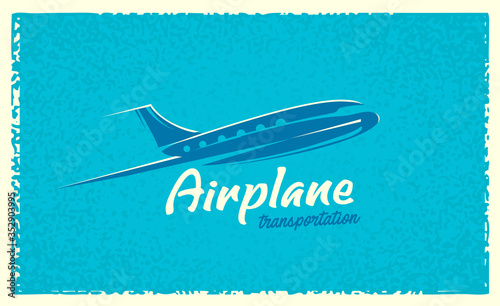 Airplane flight silhouette logo old style