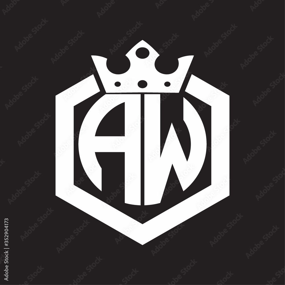 Letter aw logo monogram emblem style with crown Vector Image