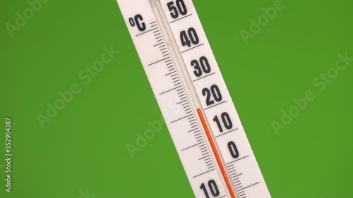 rapid warming, the thermometer rises from a temperature of + 21 to + 56 degrees photo