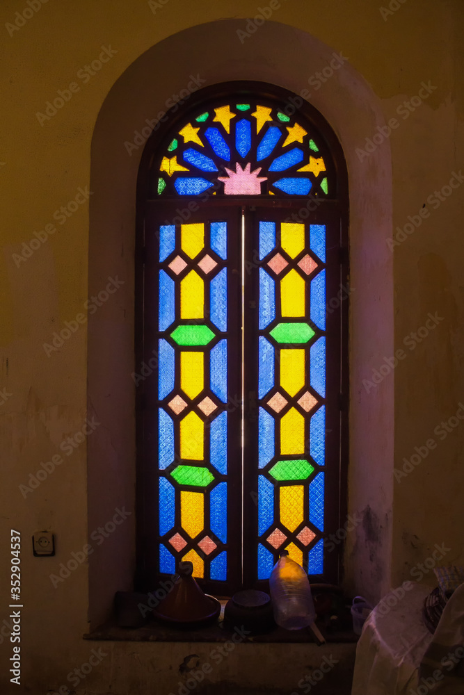 Window with vitrage in Dar Caid Hadji, Morocco