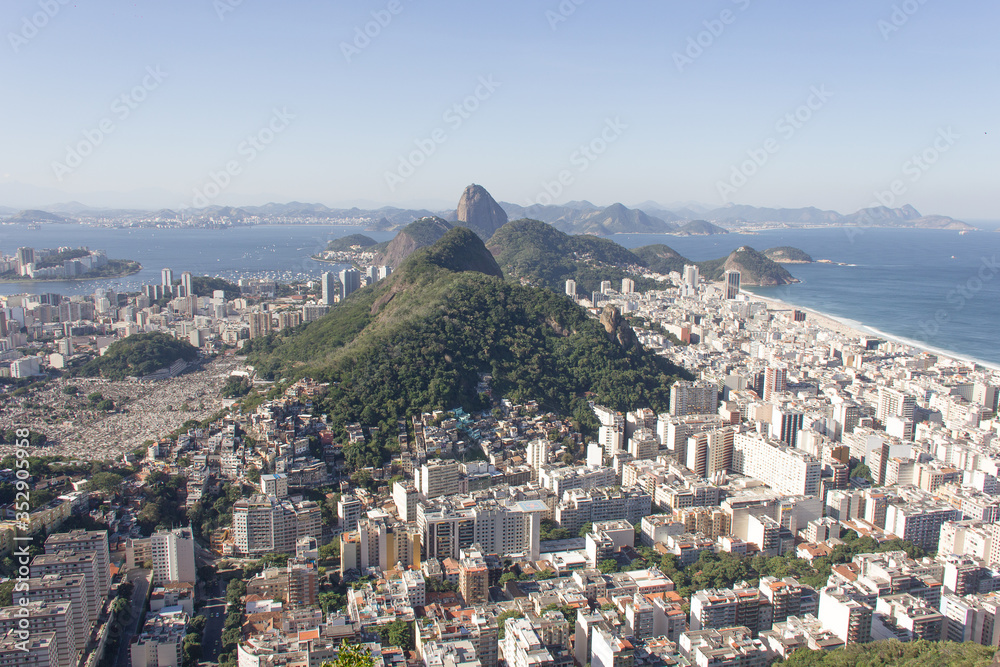 Copacabana and Botafogo neighborhoods seen from the top of the Hill of the Goats