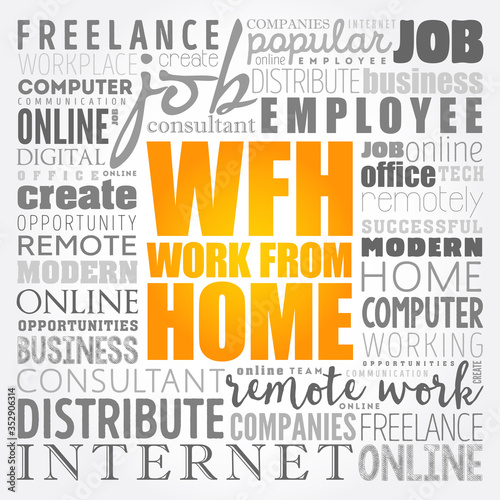WFH - Work From Home word cloud, business concept background