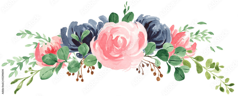 Floral Foliage Wreath, Floral Bouquet, Flower Ribbon, Sprig, Blossom, Rose, Greenery Floral Foliage Wreath, Floral Bouquet, Flower Ribbon, Sprig, Blossom, Rose, Greenery