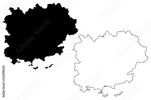 Var Department (France, French Republic, Provence-Alpes-Cote dAzur region) map vector illustration, scribble sketch Var map photo