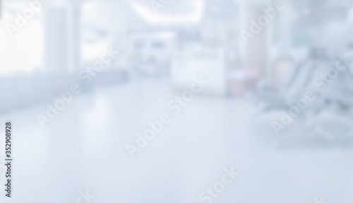 Abstract white blurred background bright light, interior modern hospital