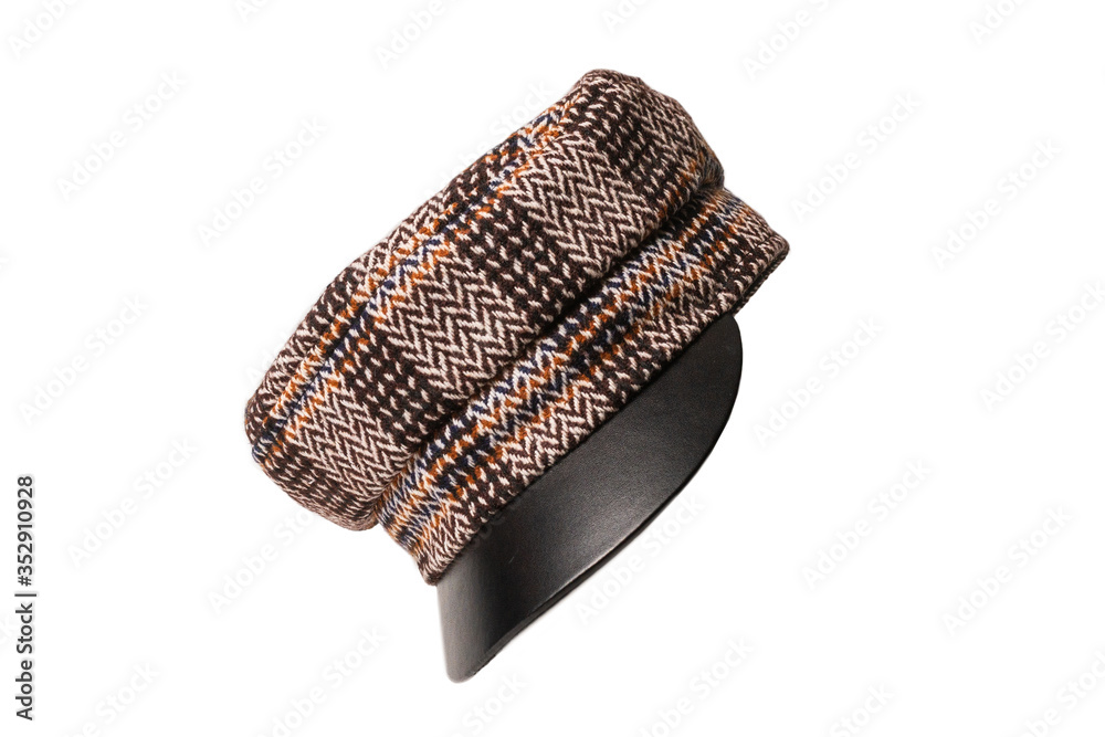 Female hat with a visor isolated.