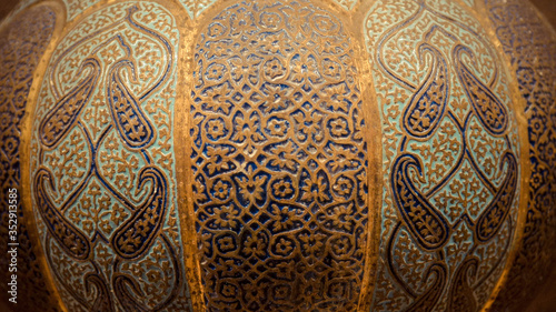 A close up of detail engraved ceramic