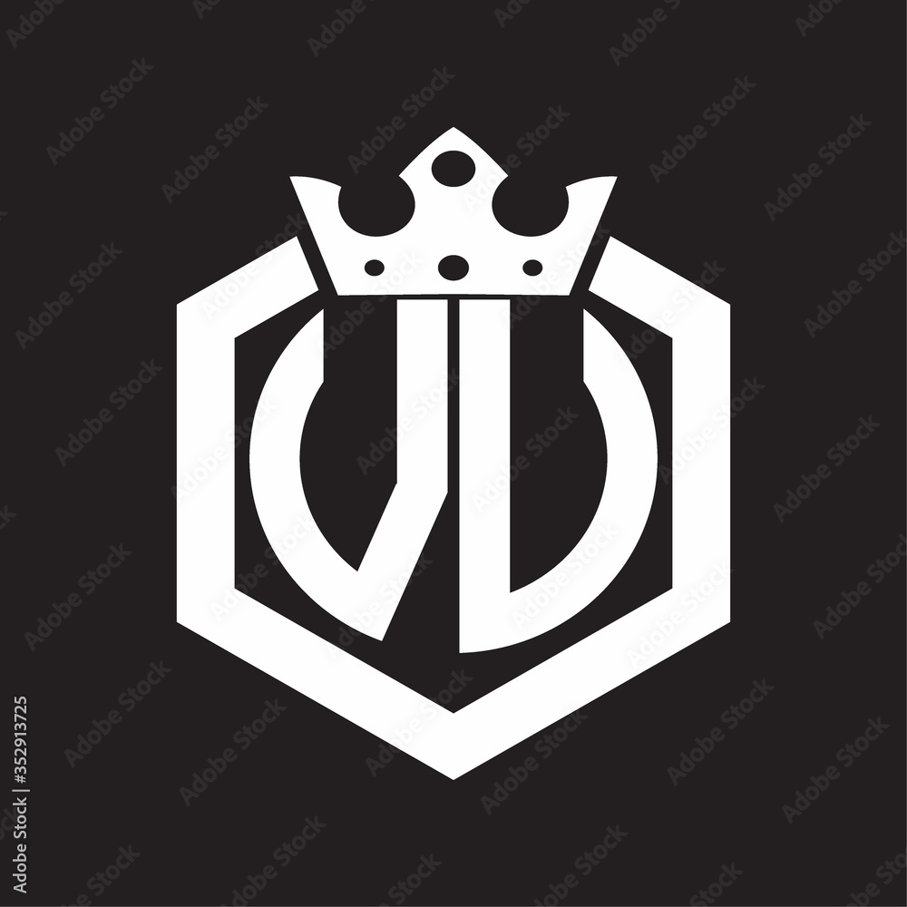 VU Logo monogram rounded by hexagon shape with crown design template ...