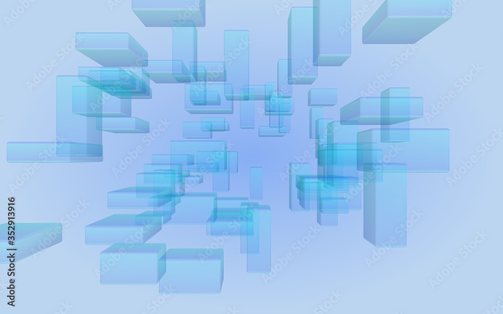 Blue and purple abstract digital and technology background. The pattern with repeating rectangles. 3D illustration Blue and purple abstract digital and technology background. The pattern with repeating rectangles. 3D illustration