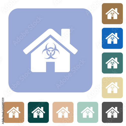 Home quarantine rounded square flat icons © botond1977