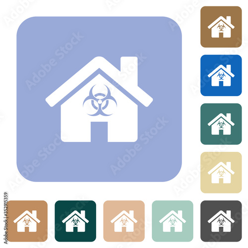 Home quarantine rounded square flat icons