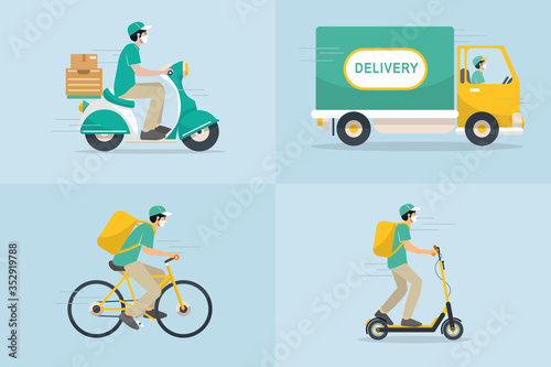 Delivery vector transport flat design.