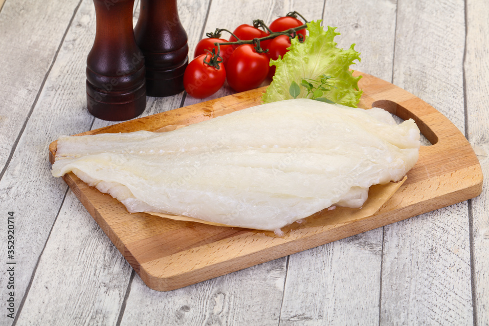 Raw halibut fillet Raw halibut fillet